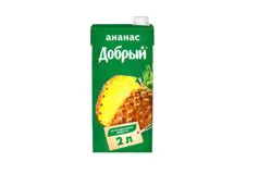 Сок Добрый ананас, 2л, Тетрапак [упаковка 6шт.]