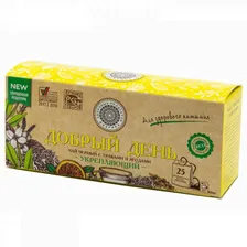 Чай Фабрика Здоровых Продуктов "Добрый день Укрепляющий", чёрный с травами и ягодами, 25 пакетиков