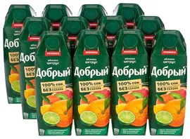 Сок Добрый Яблоко-Цитрус, без сахара, 1 л, 12 шт.