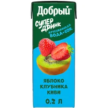 Сок Добрый Джус, Клубника, Киви, Яблоко, 0,2л.