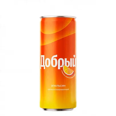 Напиток сокосодержащий Добрый "Апельсин", сильногазированный, ж/б, 0,33 л-0