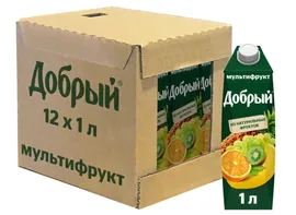 Сок Добрый Мультифрукт, 12 шт по 1 л