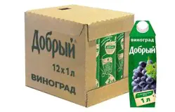 Сок Добрый Виноград, 1л, Тетрапак [упаковка 12шт.]