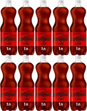 Газированный напиток Добрый Cola без сахара, комплект: 10 упаковок по 1 л