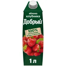 Напиток сокосодержащий Добрый из яблок и клубники, 1л